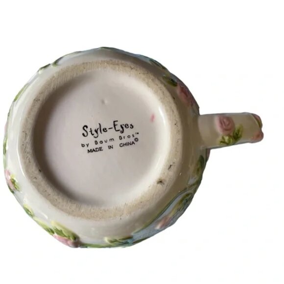Vtg Style-Eyes by BAUM BROS MUG 3D Rose Garden and Ribbon 12 oz - Picture 11 of 13